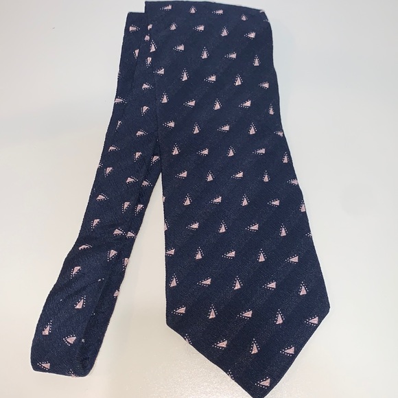 Giorgio Armani Navy with Light Pink Accents Neck Tie Hand Made in Italy - Picture 2 of 7